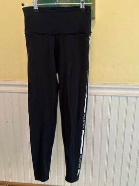 Peloton Womens Black High-Waist Leggings With Side Logo Print S